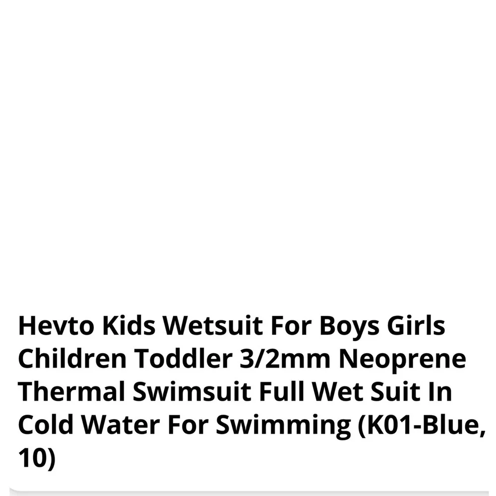 Hevto Wetsuit Kids 10 Black Blue Excellent‎ 3/2mm Neoprene Full Body Youth Surf